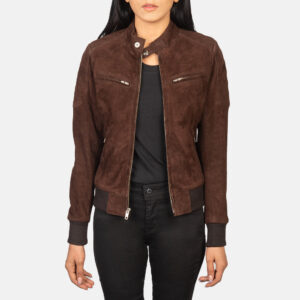 Zenna Mocha Women's Suede Bomber Jacket