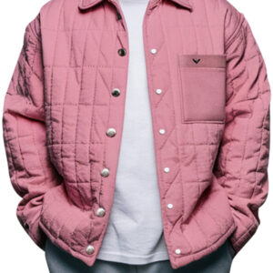 Men's Soft Pink Quilted Puffer Jacket