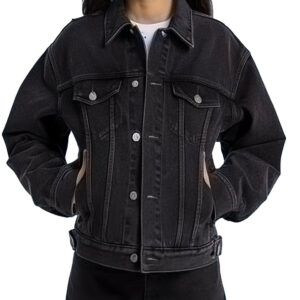 Classic Black Loom Style Women's Denim Jacket