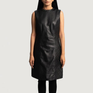 Women`s Luxe Black Leather Dress