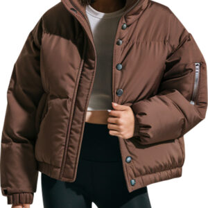 Brown Oversized Women's Puffer Jacket