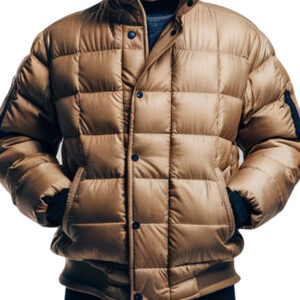 Tan Quilted Puffer Jacket for Men
