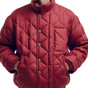 Red Quilted Warm Puffer Jacket for Men