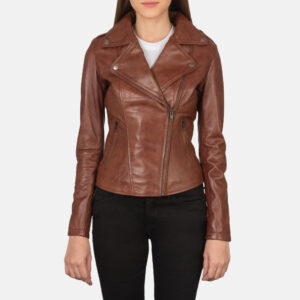 Flashback Brown Leather Women`s Biker Jacket