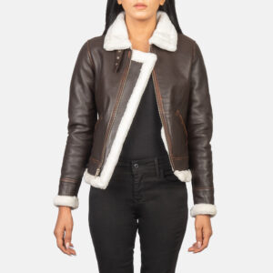 Women`s Sherilyn B-3 Brown Leather Bomber Jacket