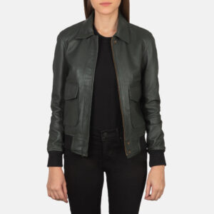 Westa A-2 Green Leather Women`s Bomber Jacket
