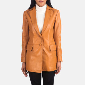 Marilyn Tan Brown Women's Leather Blazer