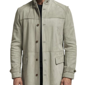 Men's Light Gray Suede Raven Winter Coat