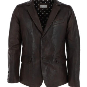 Dark Brown Men`s Leather Blazer