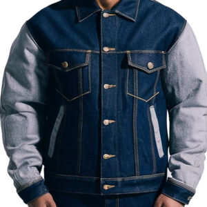Stylish Blue and Gray Men's Denim Jacket
