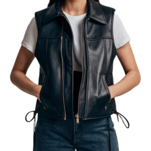 Black Women's Leather Brisk Sleeveless Vest
