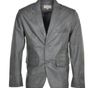 Men`s Gray Leather Blazer