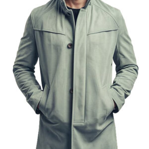 Men's Light Sage Green Suede Ridge Winter Coat