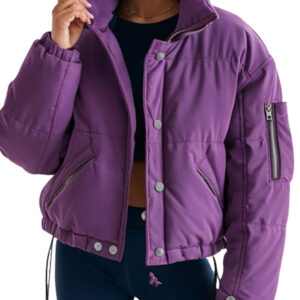 Purple Cropped Women's Puffer Jacket