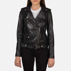 Alison Black Leather Women`s Biker Jacket