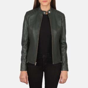 Kelsee Green Leather Women`s Biker Jacket