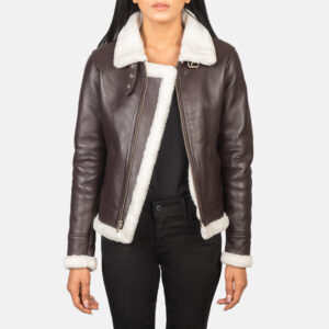Sherilyn B-3 Maroon Leather Women`s Bomber Jacket