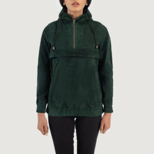 Zest Gray Hooded Women`s Suede Pullover Jacket