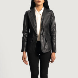 Selina Black Women's  Leather Blazer