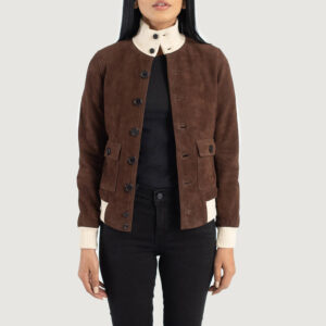 Sasha A1 Mocha Women`s Suede Bomber Jacket