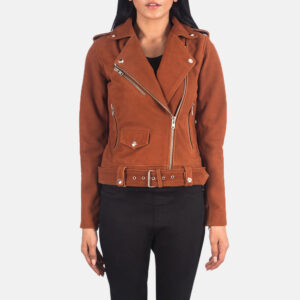 Women`s Alison Brown Biker Suede Jacket