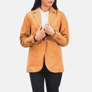 Norma Brown Women`s Nubuck Leather Blazer