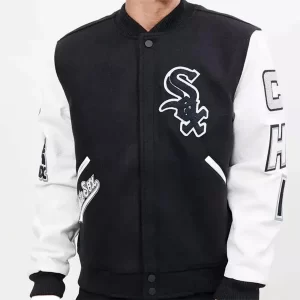 Chicago White Sox Varsity Jacket Black & White Wool with Leather Sleeves