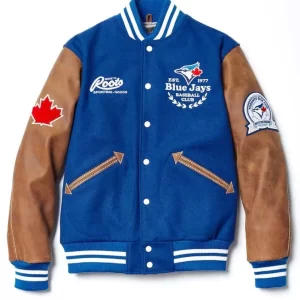 Letterman Toronto Blue Jays Blue and Brown Varsity Jacket Original Leather