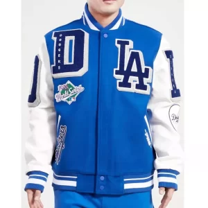 Men's Los Angeles Dodgers LA Mash Up Varsity Wool/Leather Jacket