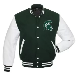 Men's Michigan State Spartans Varsity Jacket - Leather Sleeve