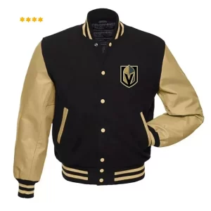Vegas Golden Knights Varsity Jacket Letterman Original Wool and Leather Sleeves