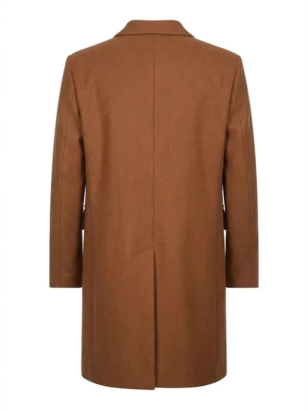 Men’s Double Breasted Brown Wool Coat - Image 2
