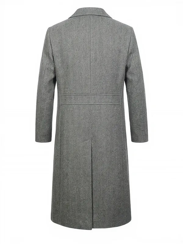 Men’s Petrillo Grey Wool Double Breasted Coat - Image 2